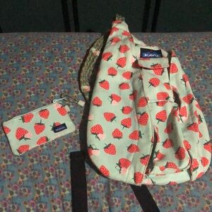 Kavu Strawberry Print Backpack and Pouch